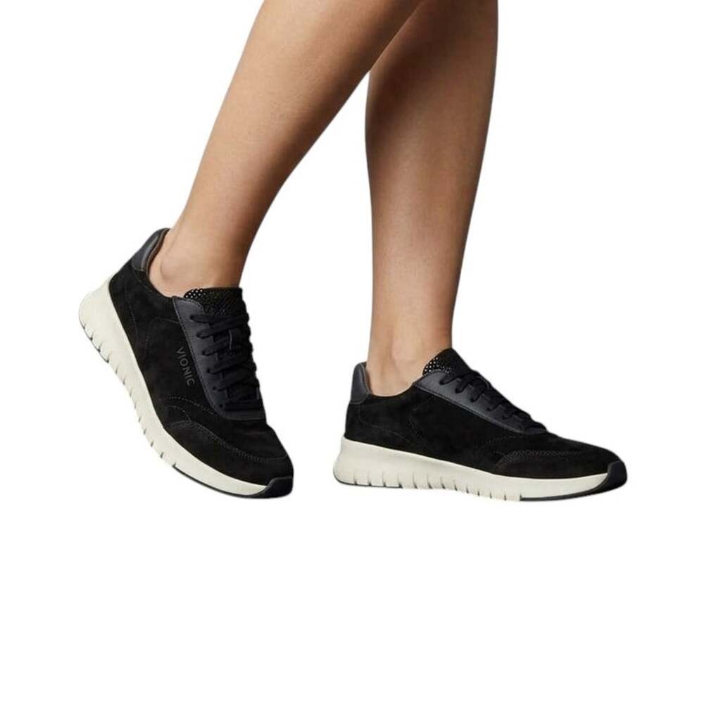 Vionic Uptown Sneakers Women's Black Suede Lace Up Walking Shoes Size 8.5 M NWB